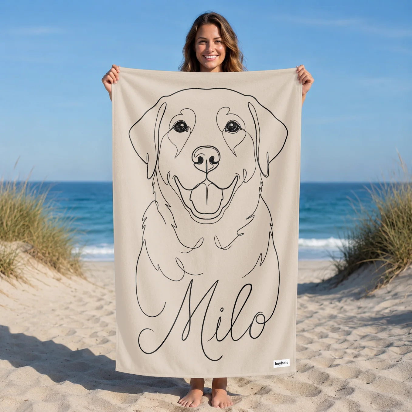 Serviette de bain personnalisée "Line Art"