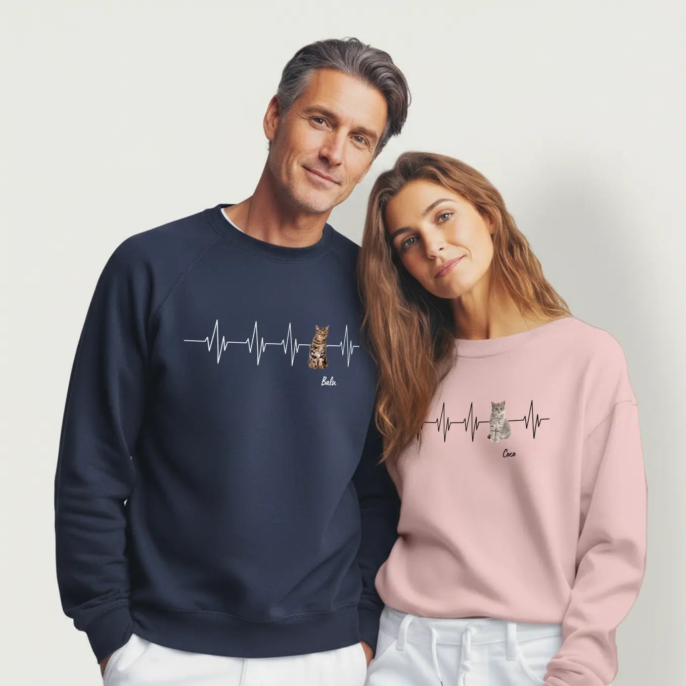 Sweat personnalisé « Battement de cœur – Photo de chat »