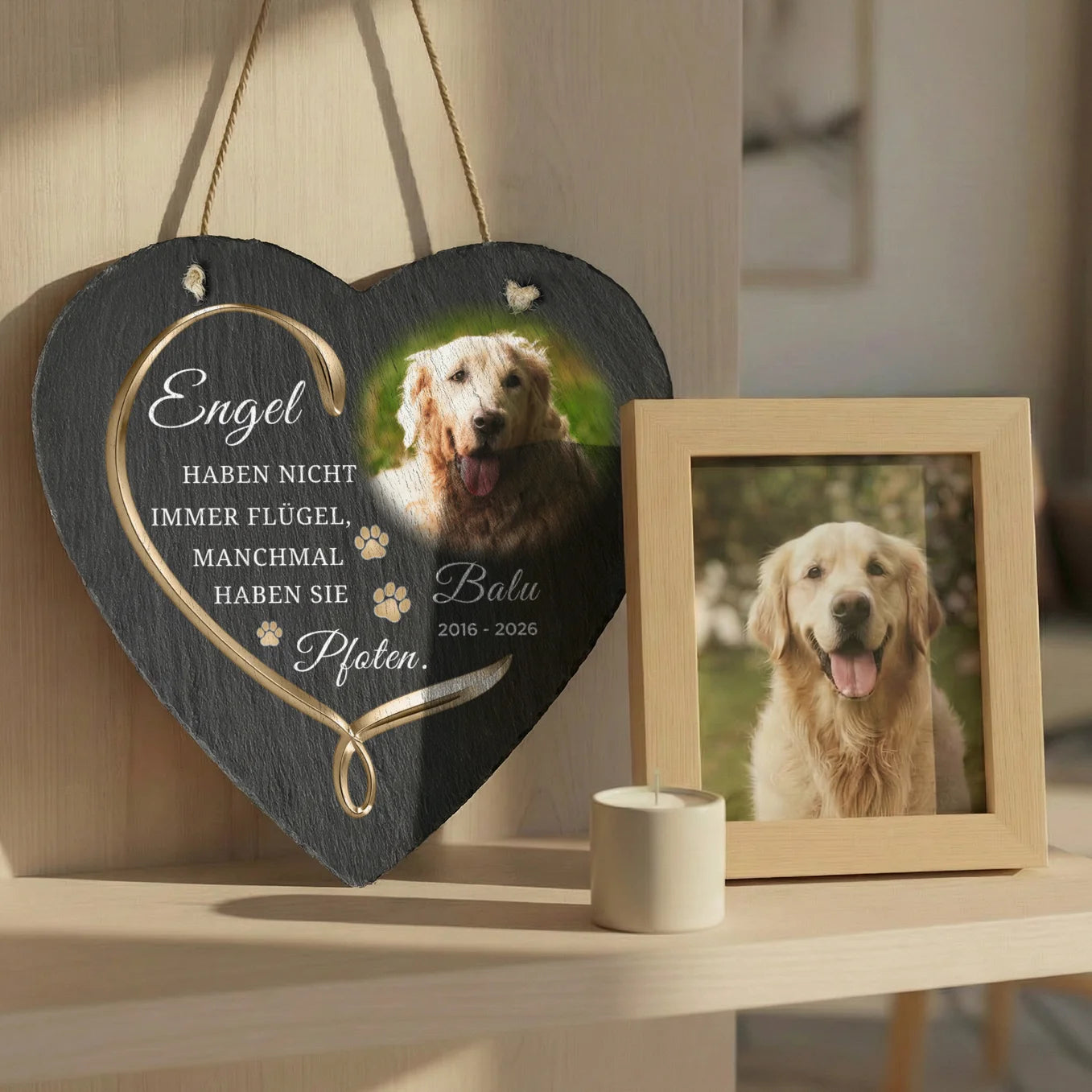 Plaque en ardoise personnalisée Cœur "Ange"