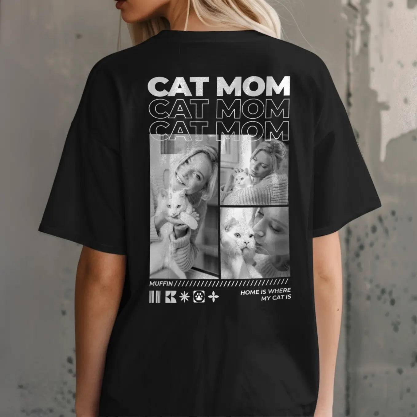 T-shirt oversize personnalisé « Maman chat »
