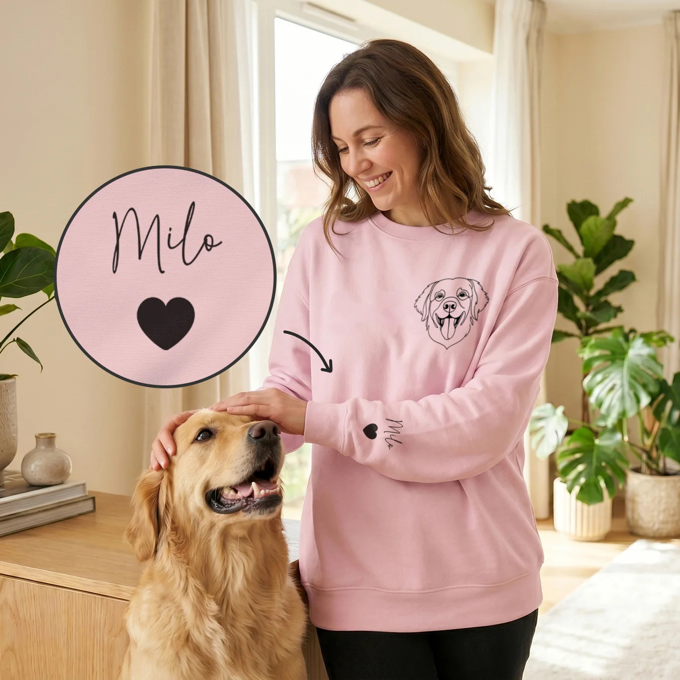 Sweat personnalisé "Silhouette de votre compagnon" avec manches imprimées