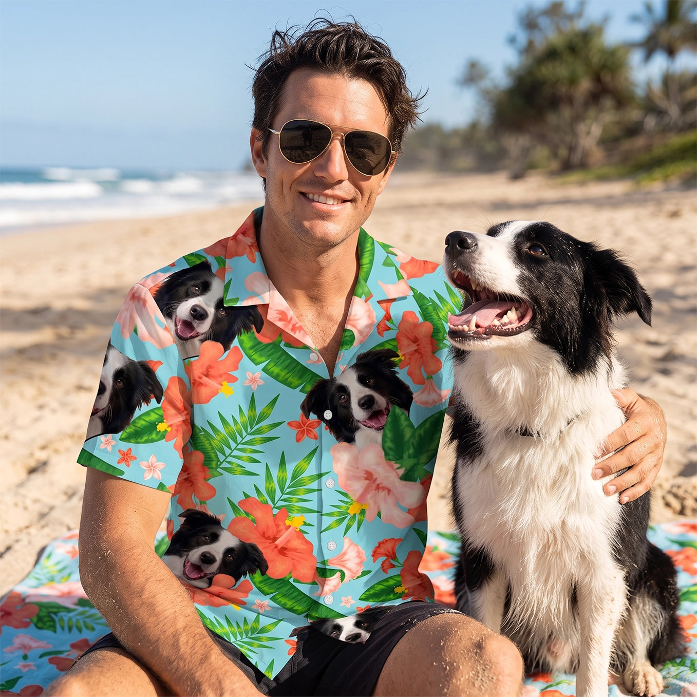 Chemise hawaïenne personnalisée « Animal de compagnie »