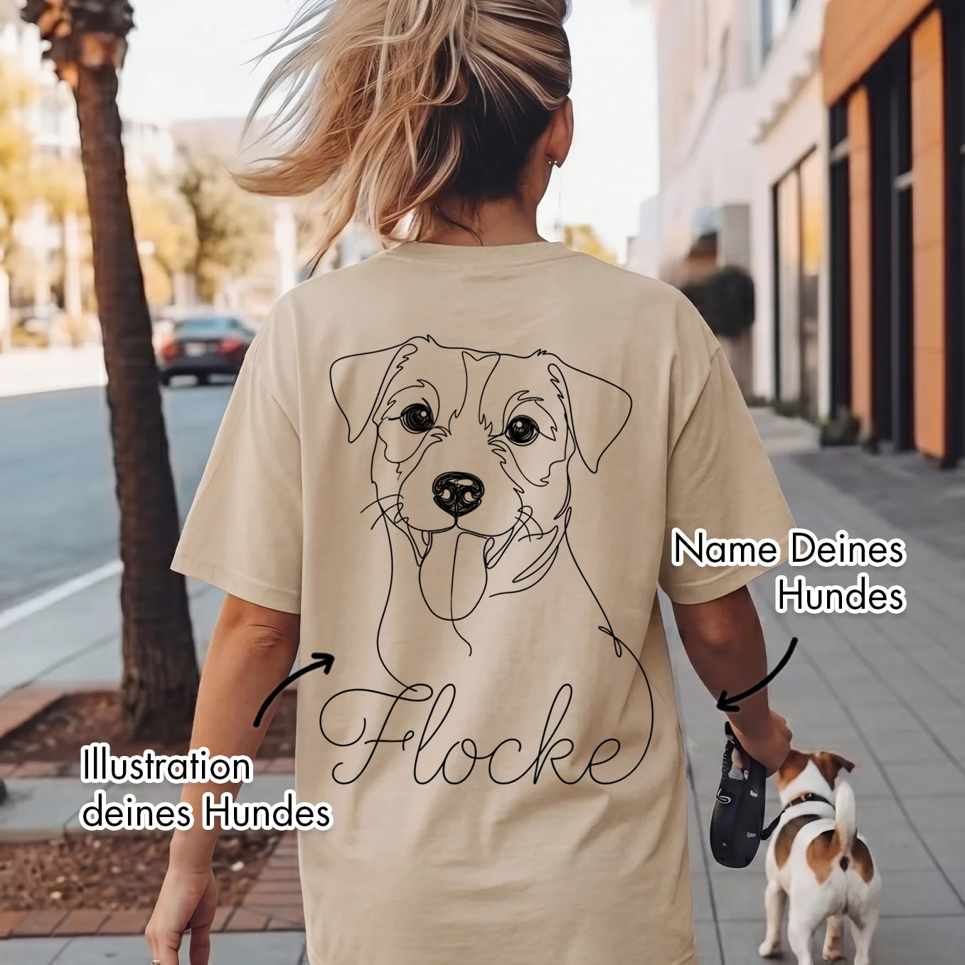 T-shirt oversize personnalisé "Dog Mom" avec impression sur manche