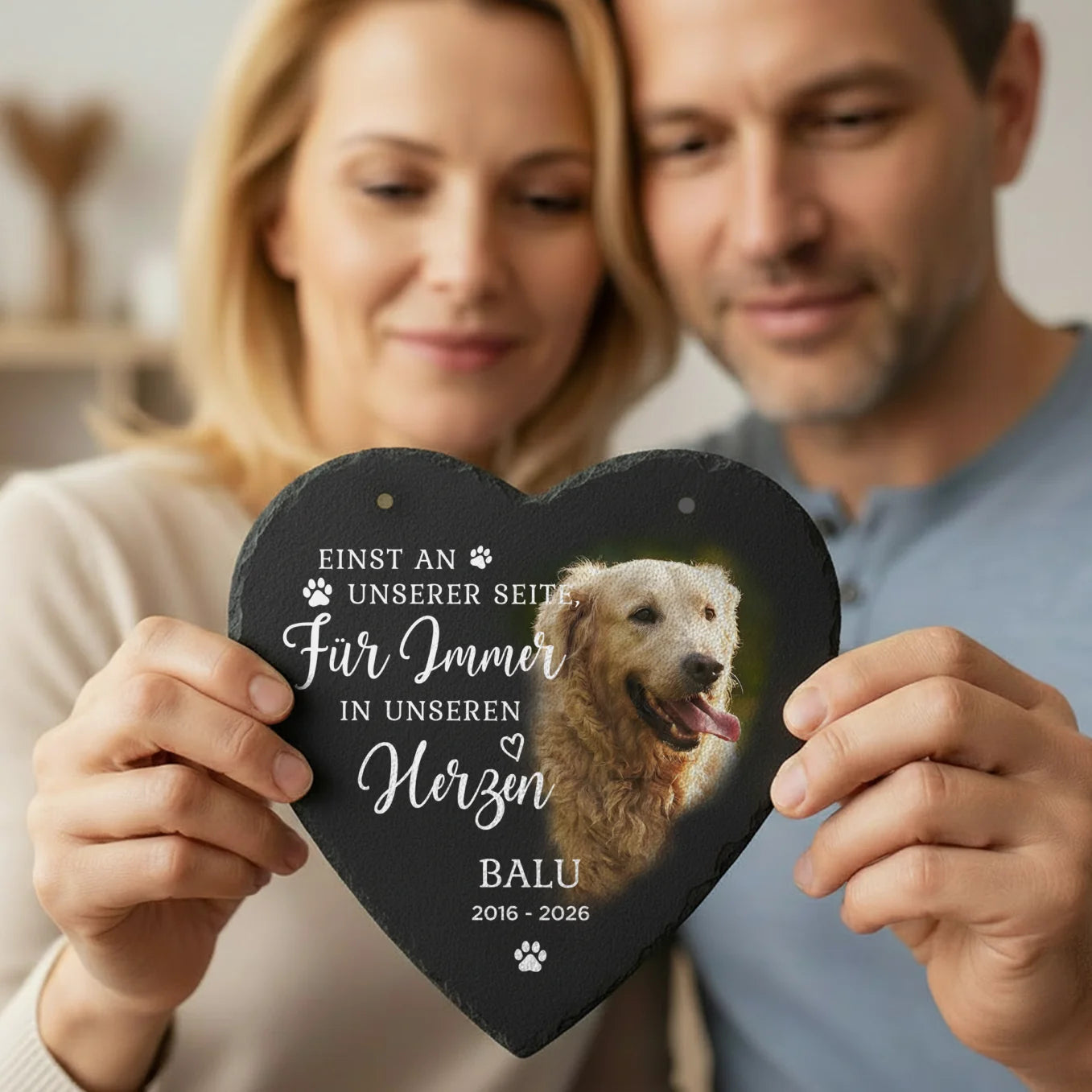 Plaque en ardoise personnalisée Cœur "Souvenir"