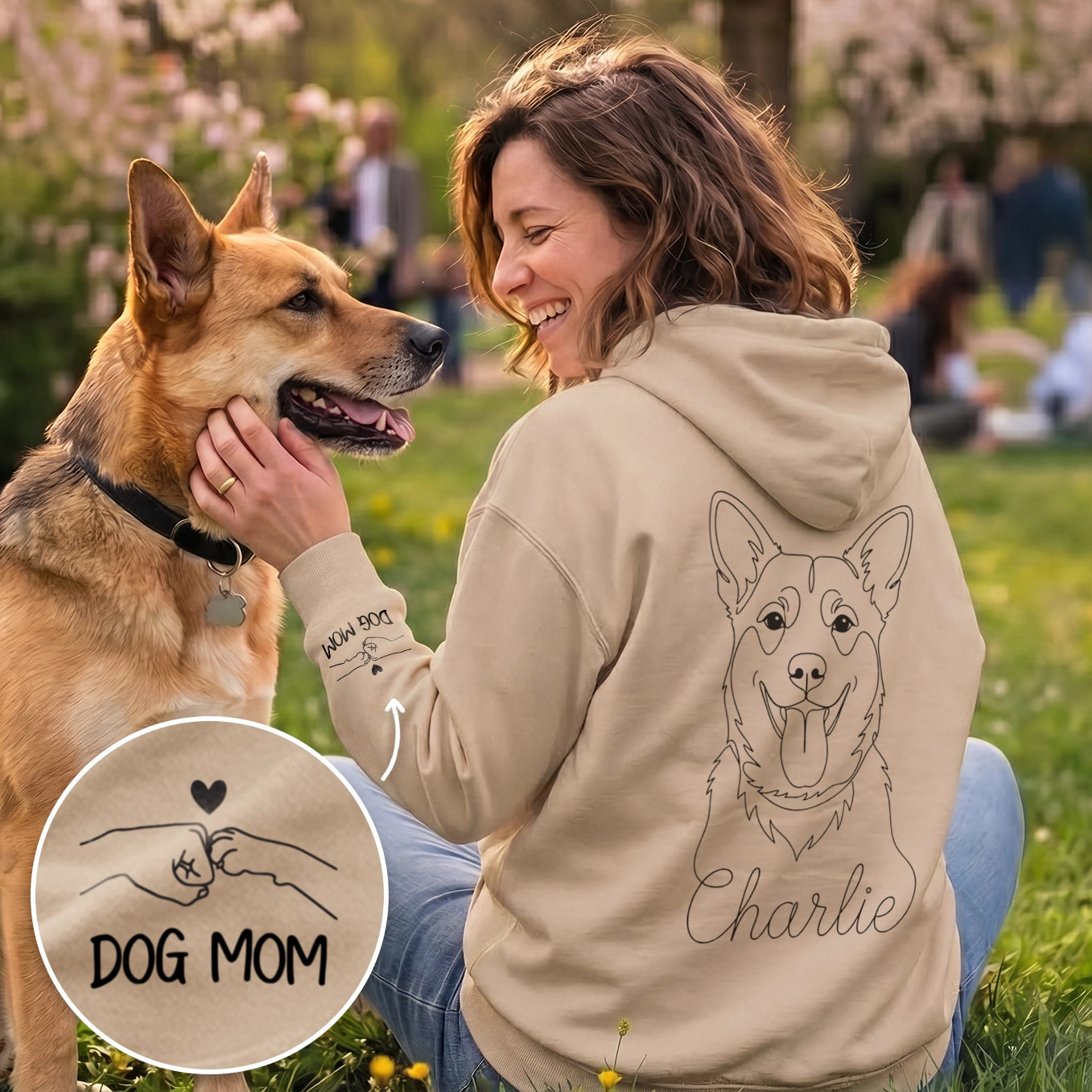 Hoodie personnalisé "Dog Mama" avec impression sur manche