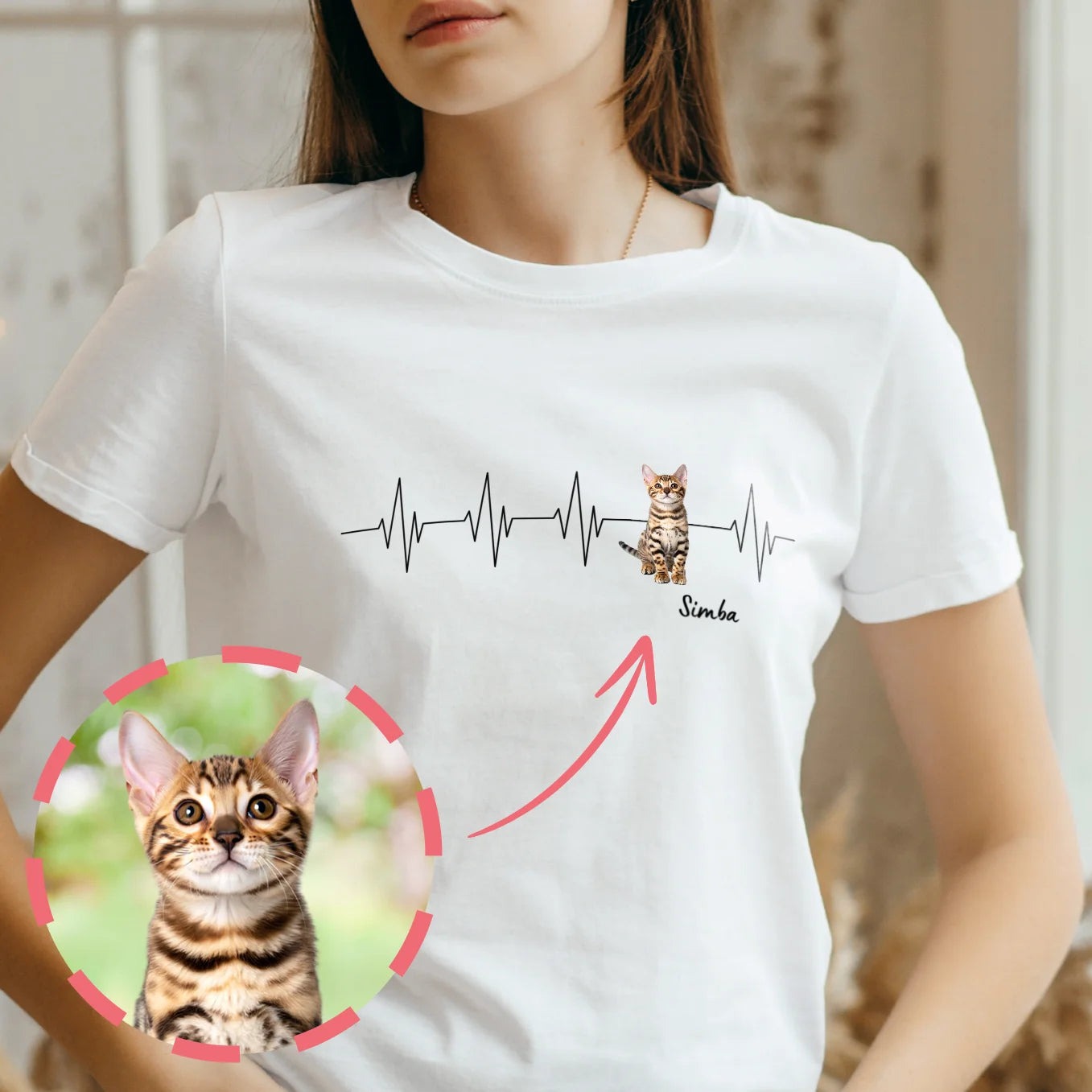 Personalisiertes T-Shirt Katze "Herzschlag" Hey Balu