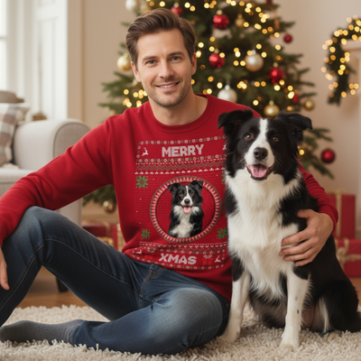 Christmas Sweater mit Foto deines Haustiers – personalisiertes Geschenk – Ansicht 2