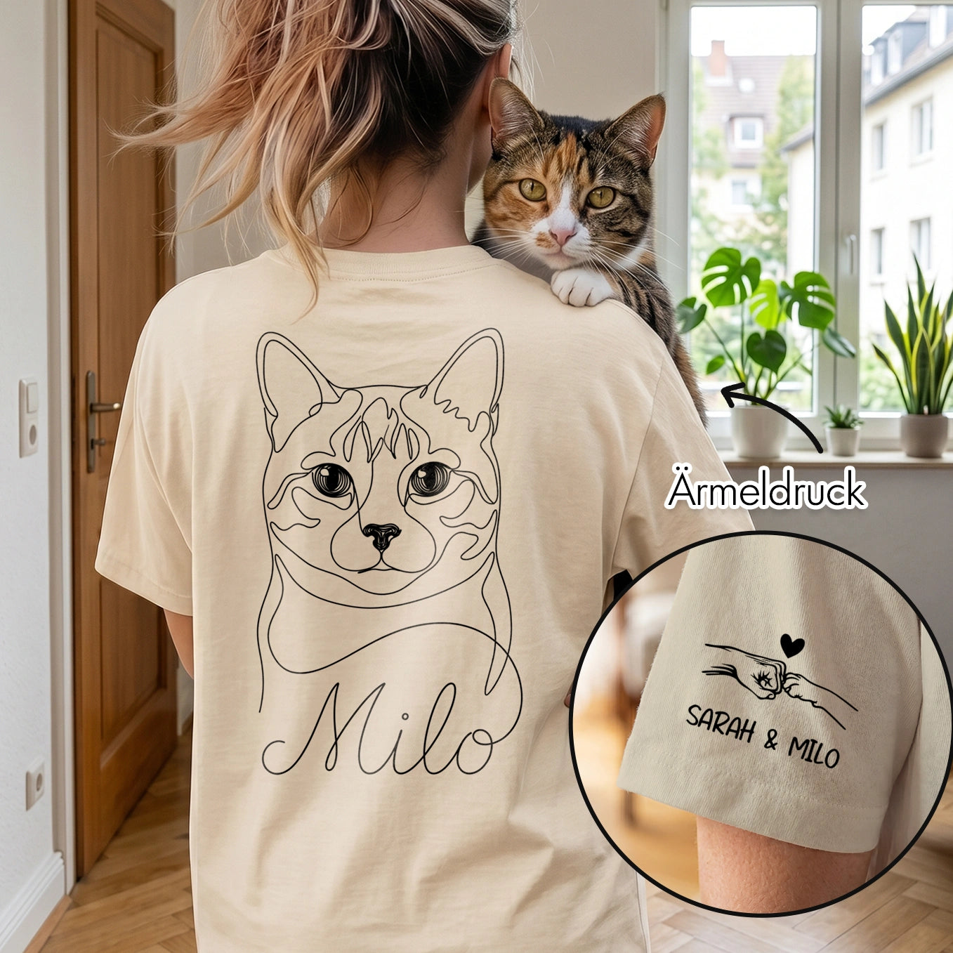 T-Shirt Oversize Personnalisé "Cat Mom" avec Impression Manches