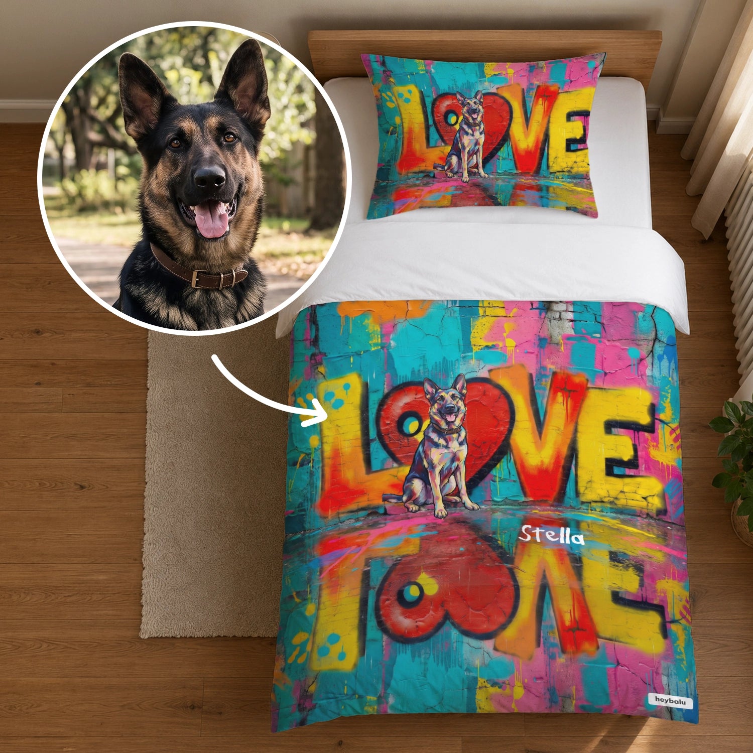 Parure de lit personnalisée "LOVE"