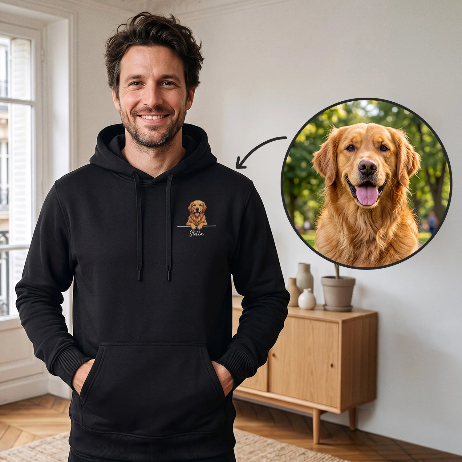 Sweat à Capuche Personnalisé "Chien Dessin Animé"