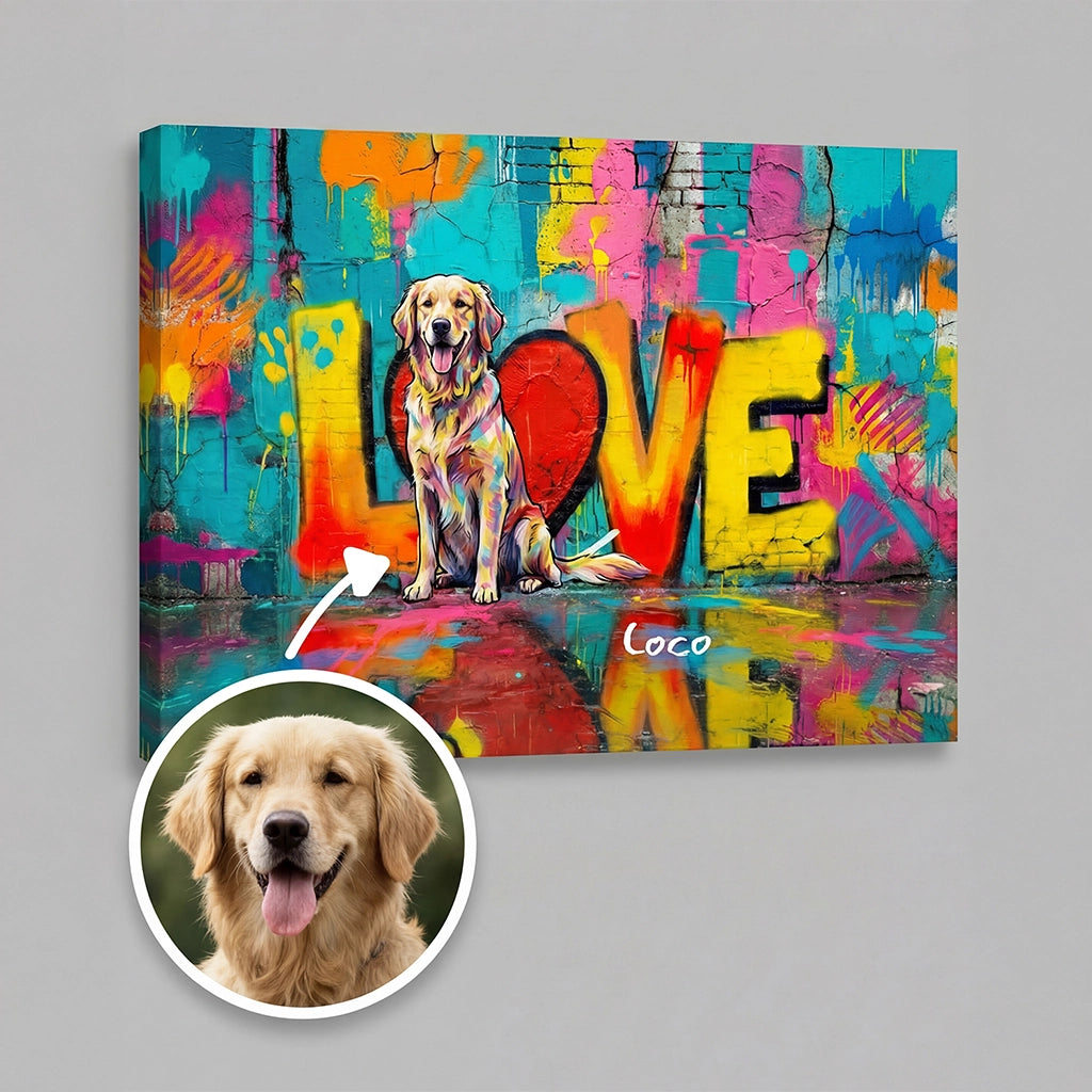 Toile personnalisée "LOVE" avec votre chien