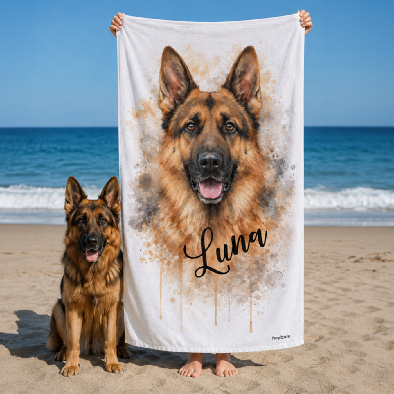 Serviette de plage personnalisée "Aquarelle"