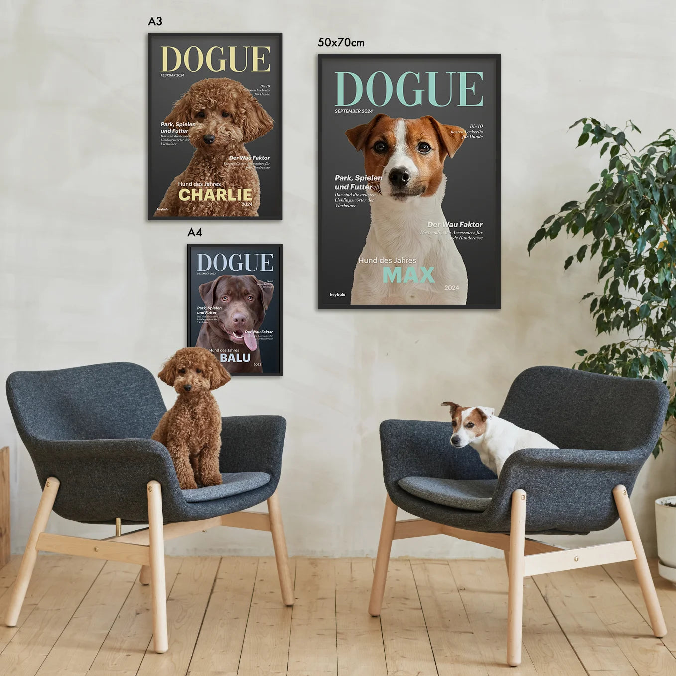 Personalisiertes Poster Hundemagazin "DOGUE" - heybalu