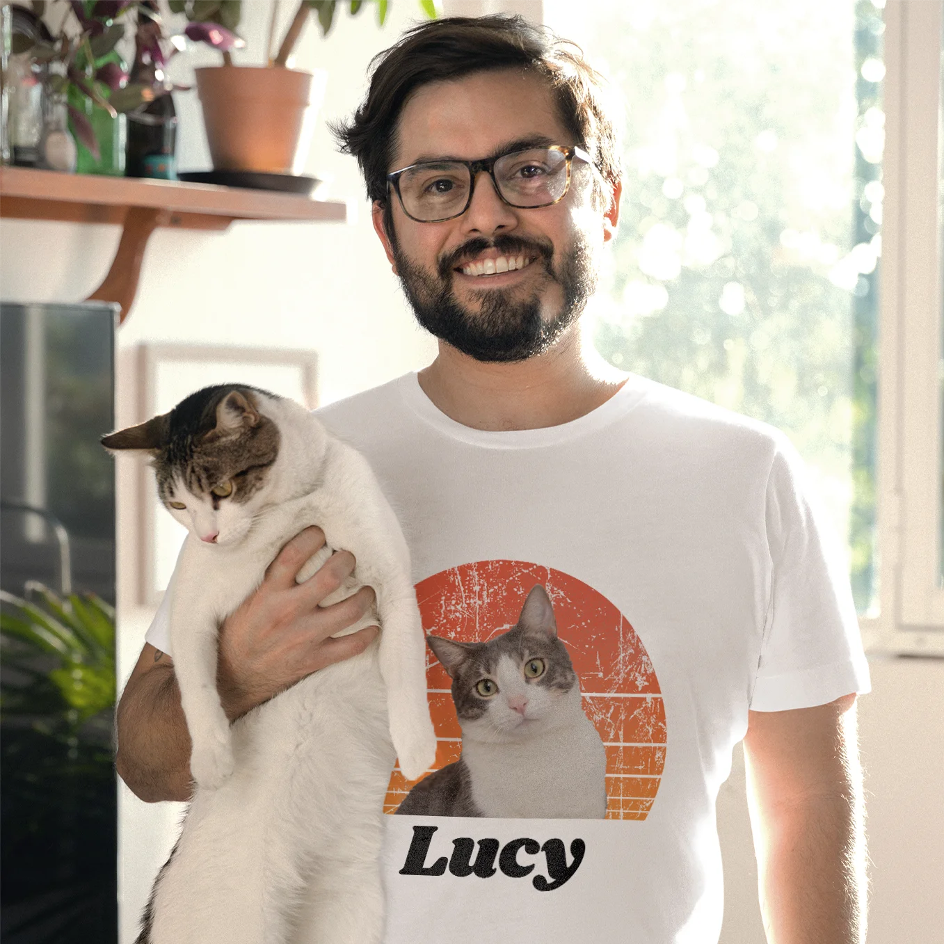 Personalisiertes Retro T-Shirt "Foto von deiner Katze" Hey Balu