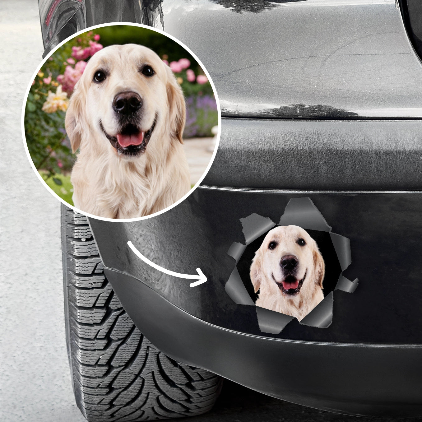 Autocollant personnalisé pour voiture – Photo effet 3D