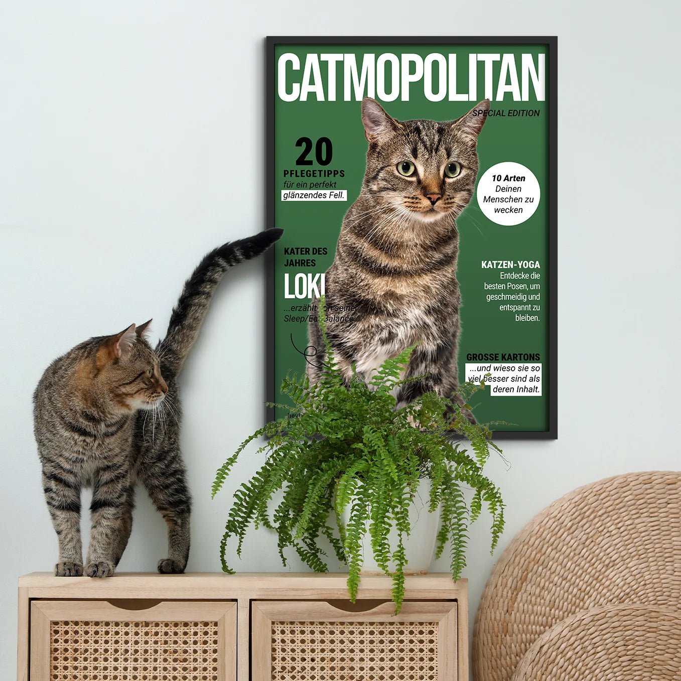 Personalisiertes Poster Katzenmagazin "Catmopolitan" - heybalu