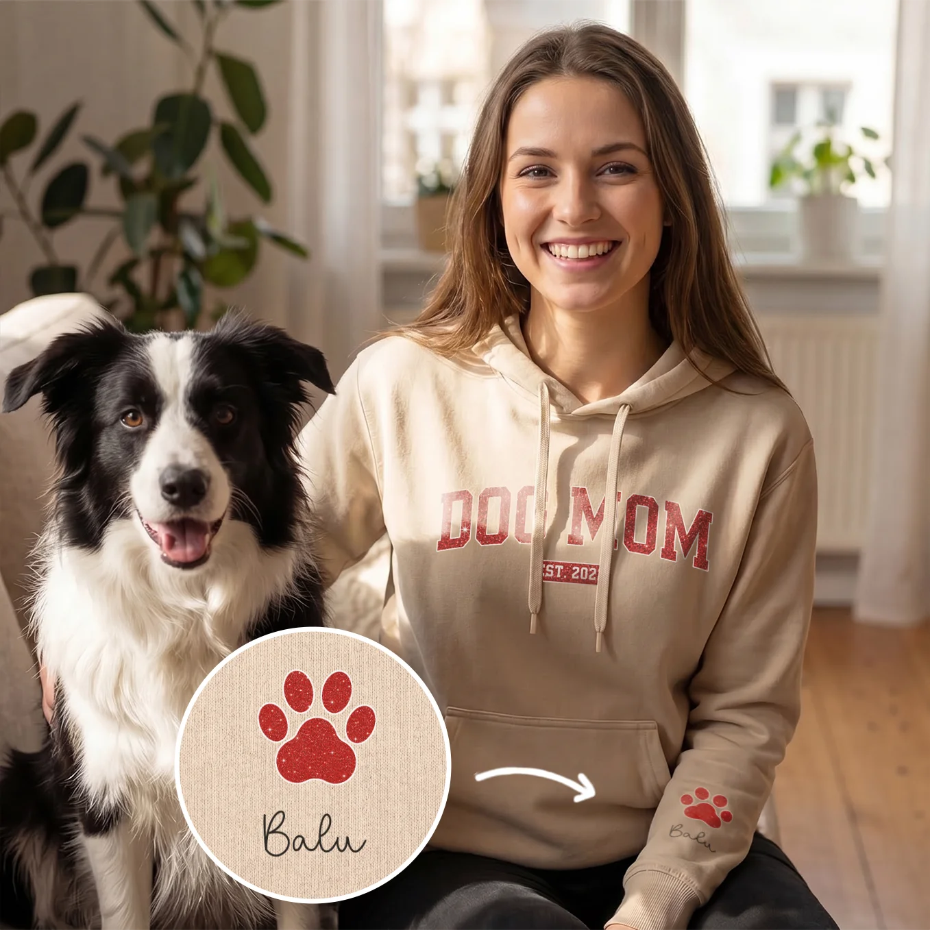 Sweat à capuche personnalisé "Dog Mom"
