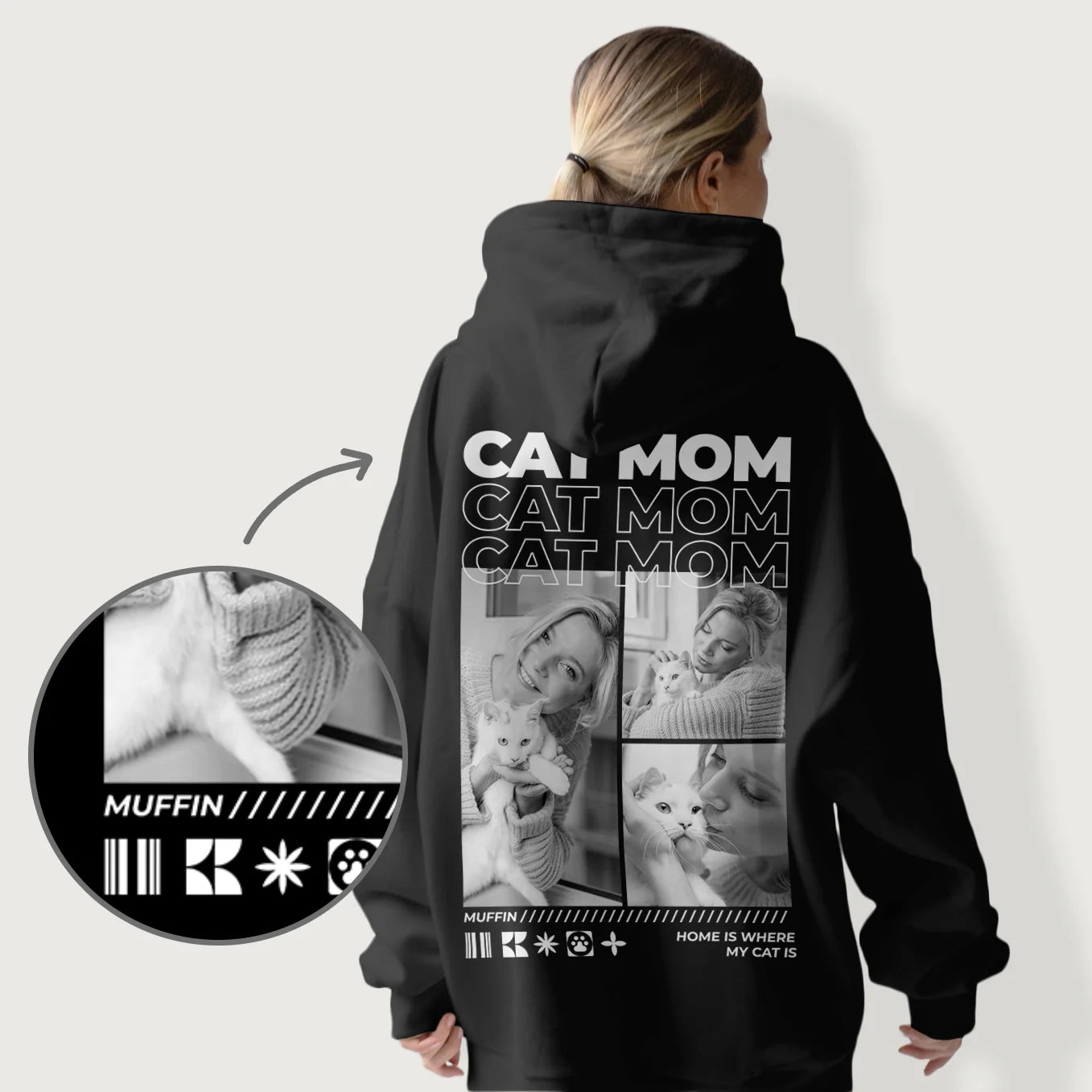 Sweat à capuche personnalisé « Cat Mom »