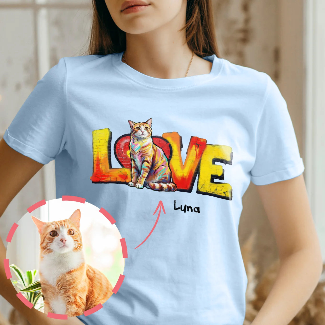 T-shirt personnalisé Chat « LOVE » 