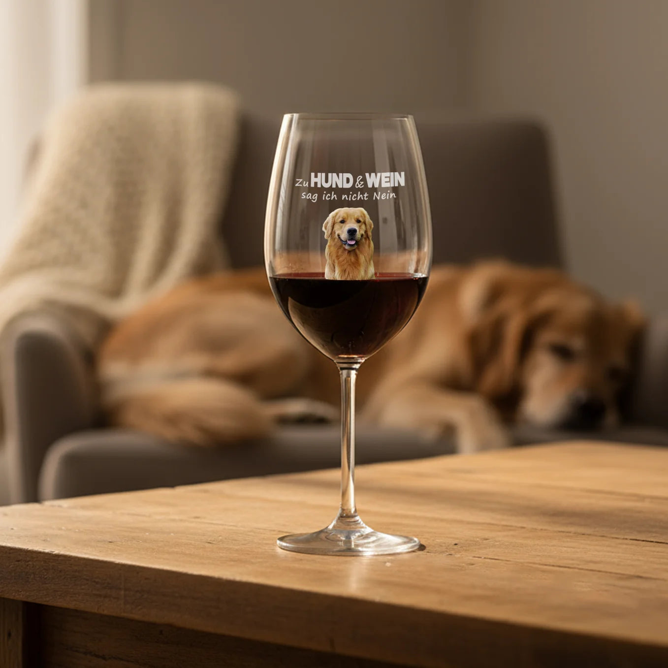 Personalisiertes Weinglas "Hund & Wein"