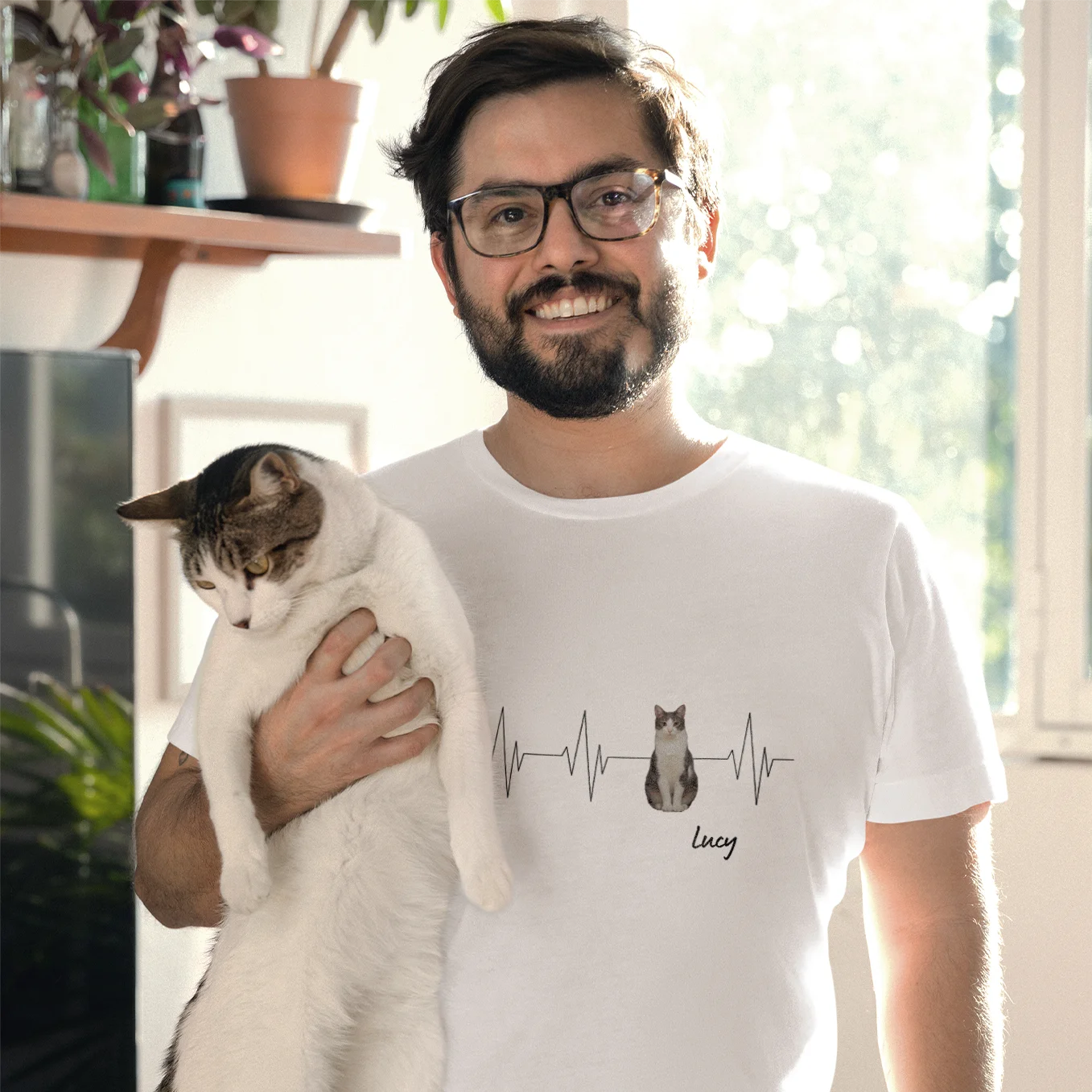 Personalisiertes T-Shirt Katze "Herzschlag" Hey Balu