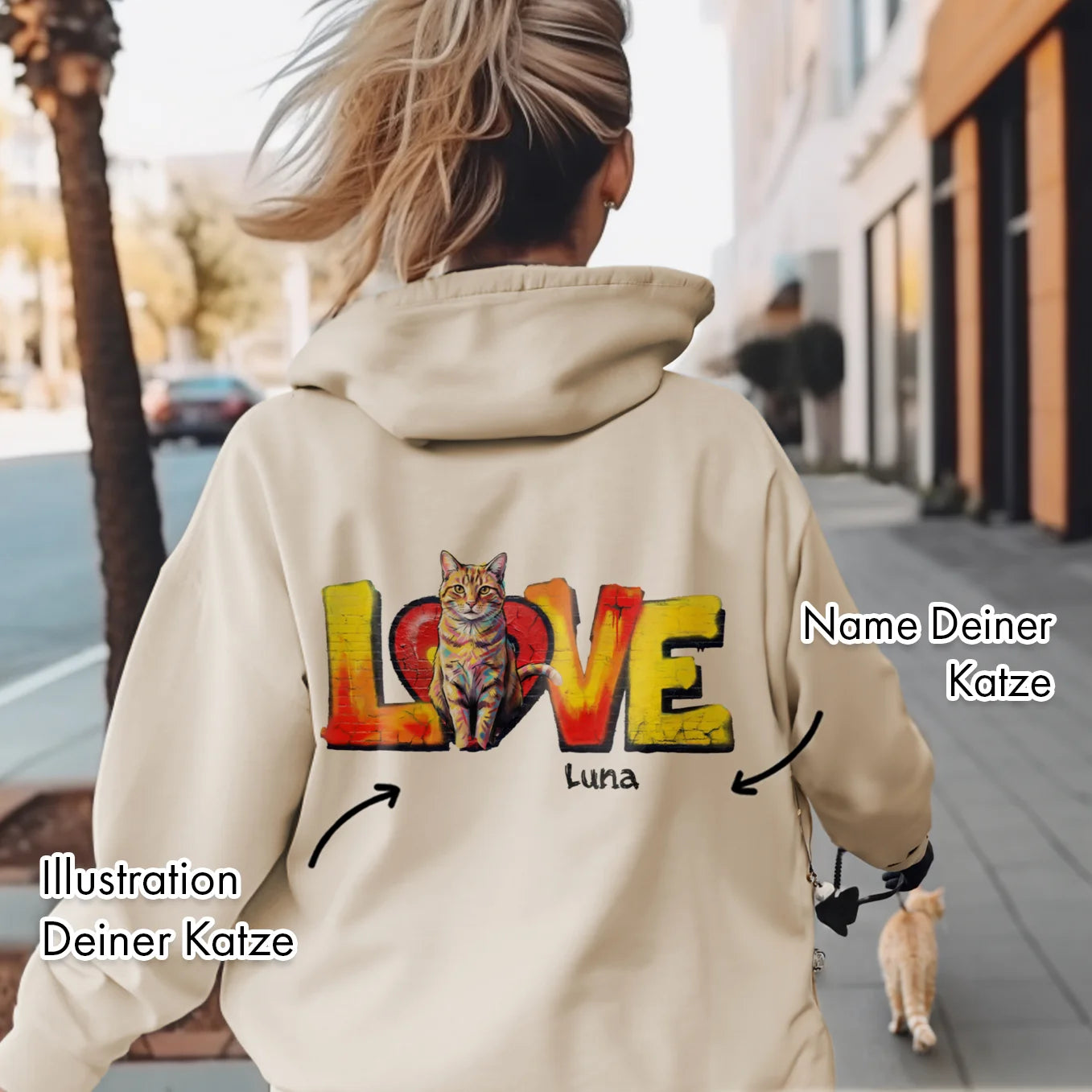 Sweat à Capuche Personnalisé Chat « LOVE »