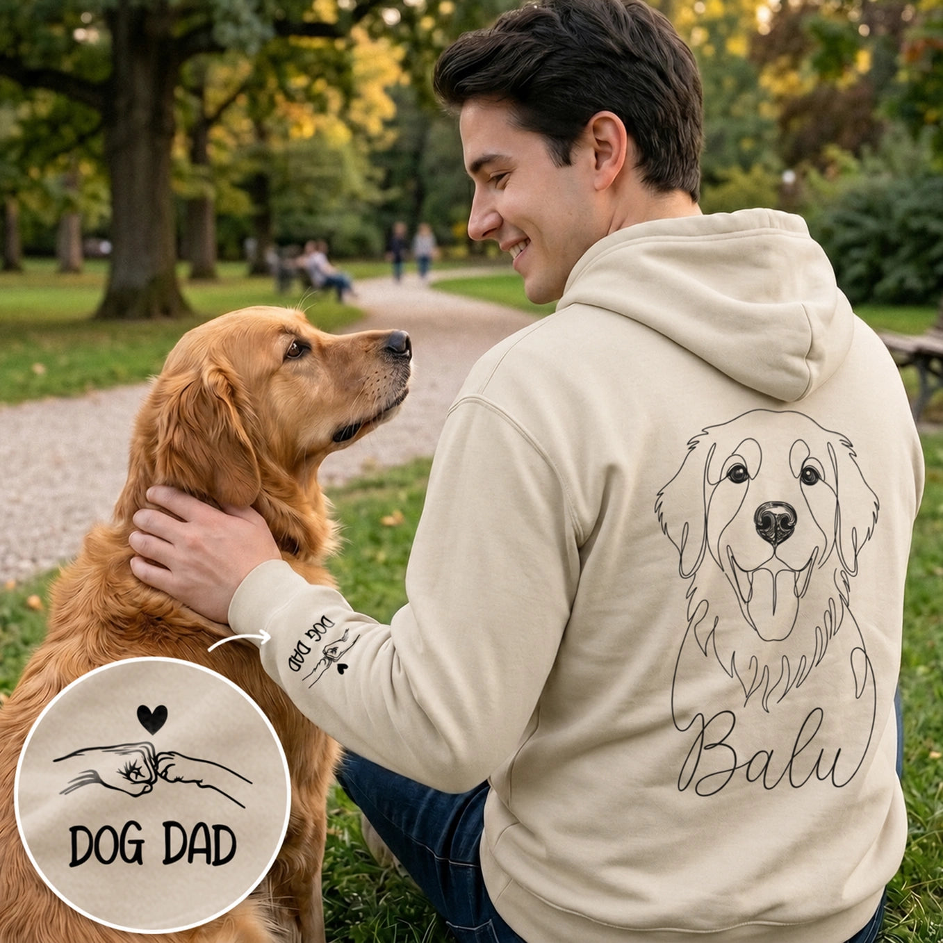 Sweat à capuche personnalisé "Dog Dad" avec impression sur manches