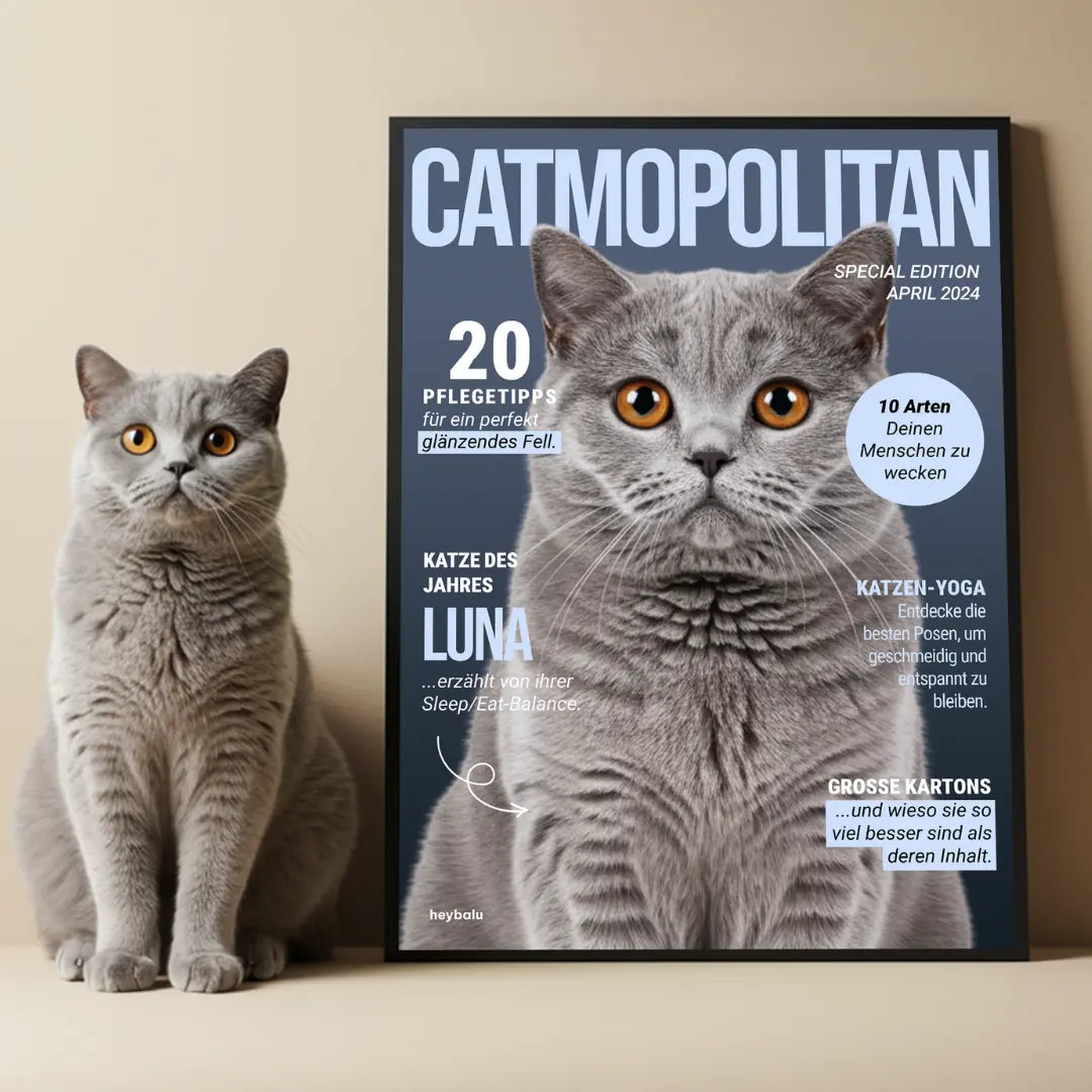 Affiche personnalisée magazine pour chats « Catmopolitan »