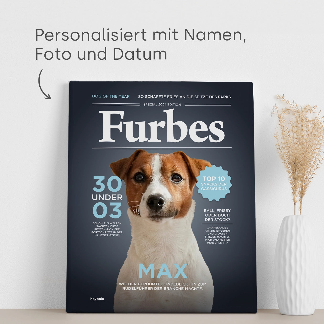 Personalisierte Leinwand Hundemagazin "Furbes" heybalu