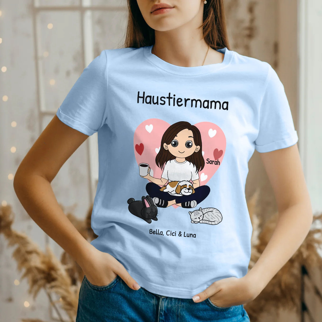 Personalisiertes T-Shirt Haustiermama "Cartoon-Stil" Hey Balu