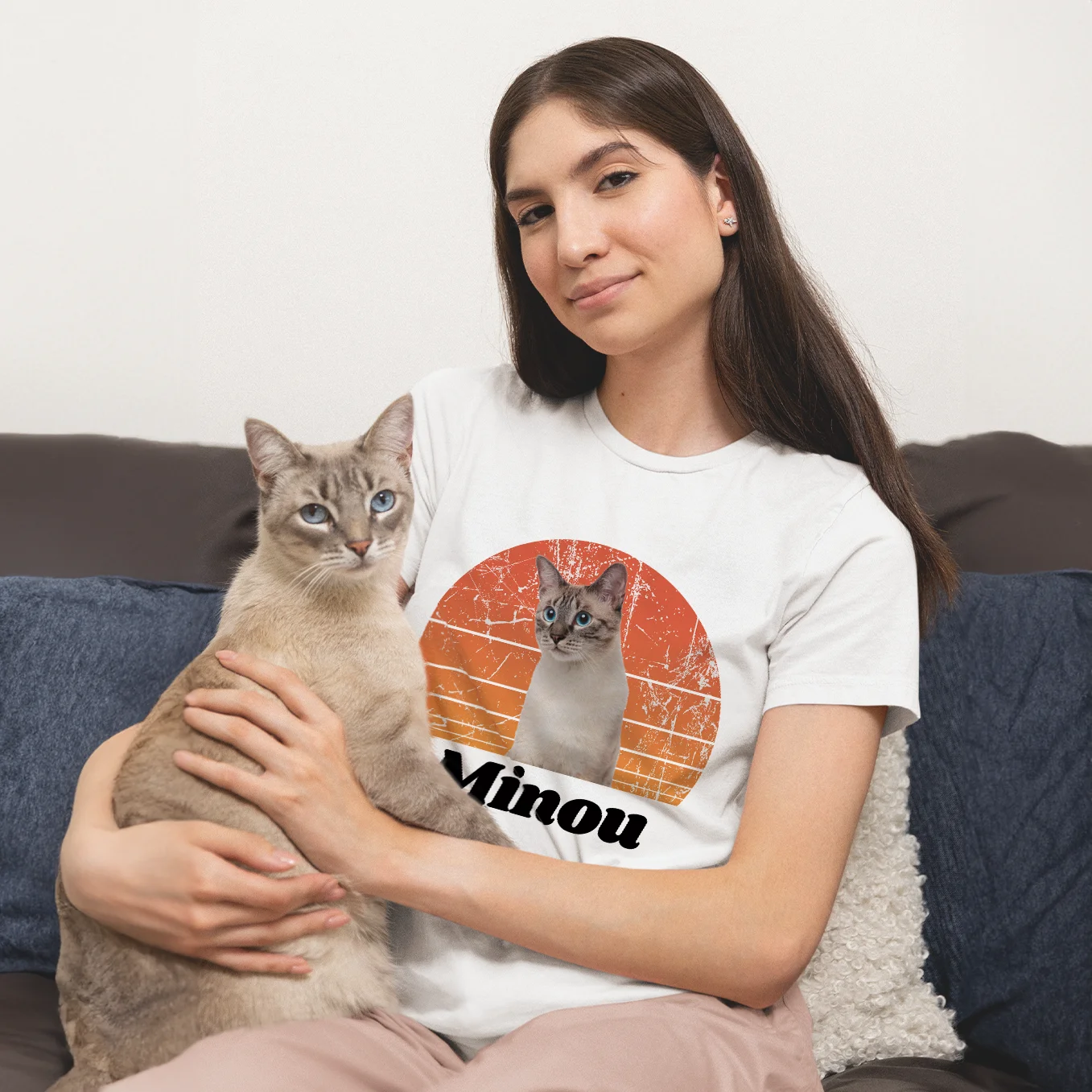 Personalisiertes Retro T-Shirt "Foto von deiner Katze" Hey Balu