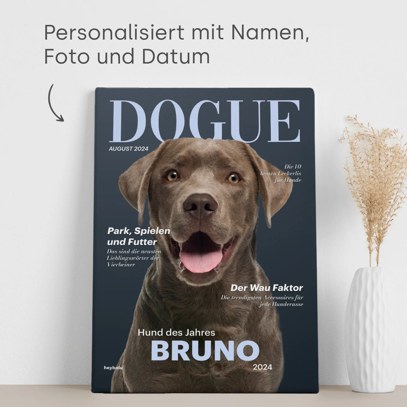 Personalisierte Leinwand Hundemagazin "DOGUE" - heybalu