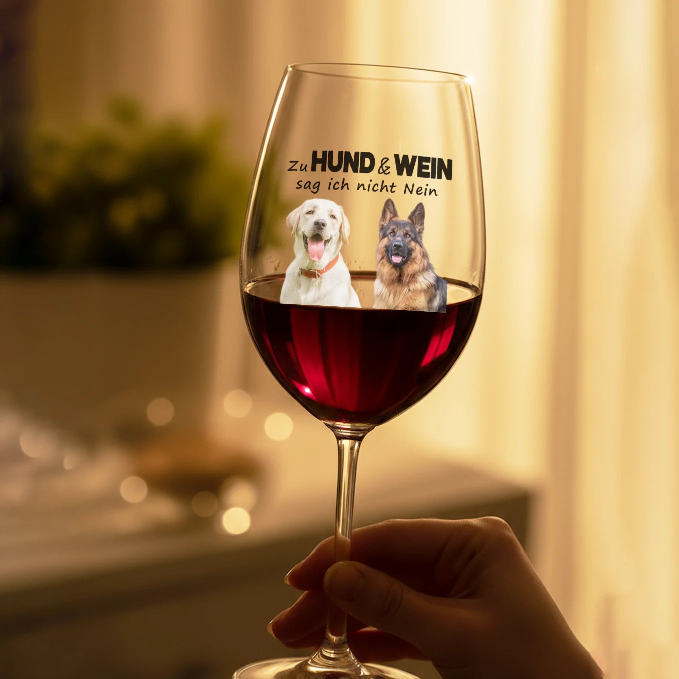 Personalisiertes Weinglas "Hund & Wein"