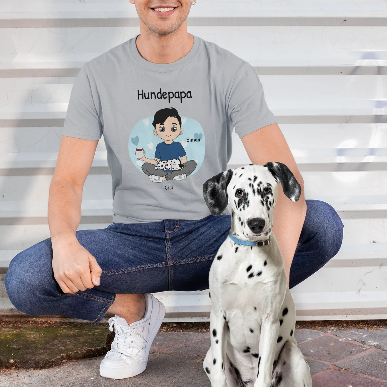 Personalisiertes T-Shirt Haustierpapa "Cartoon-Stil" Hey Balu