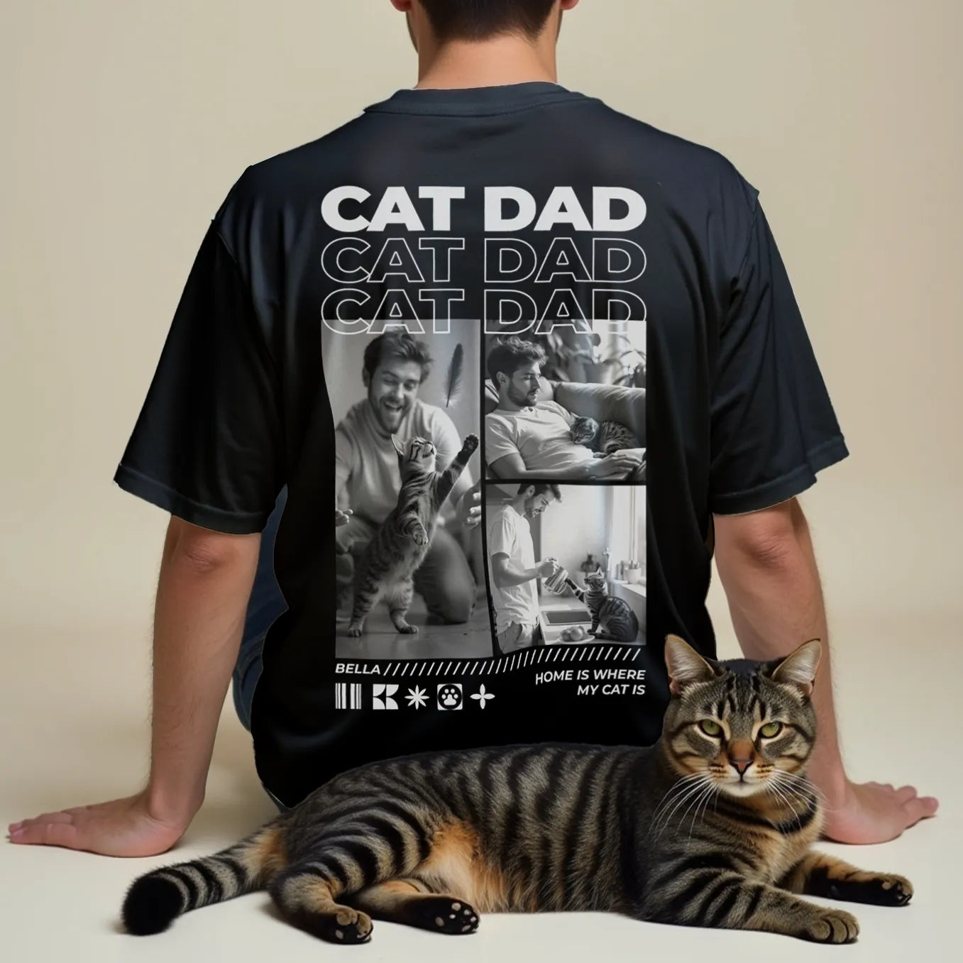 T-shirt surdimensionné personnalisé « Papa chat »