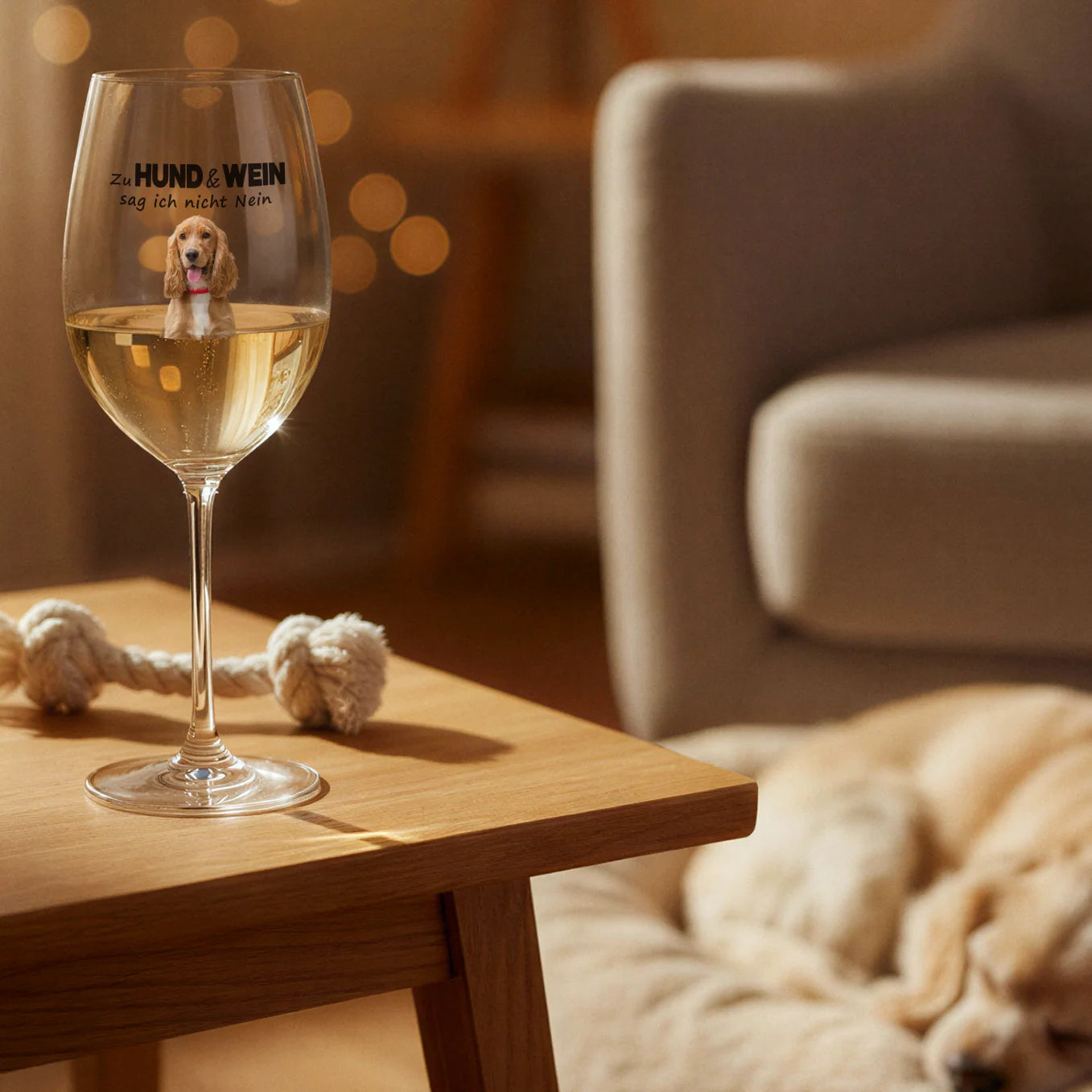 Personalisiertes Weinglas "Hund & Wein"