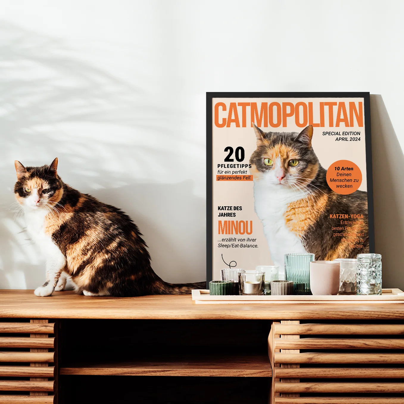 Personalisiertes Poster Katzenmagazin "Catmopolitan" - heybalu