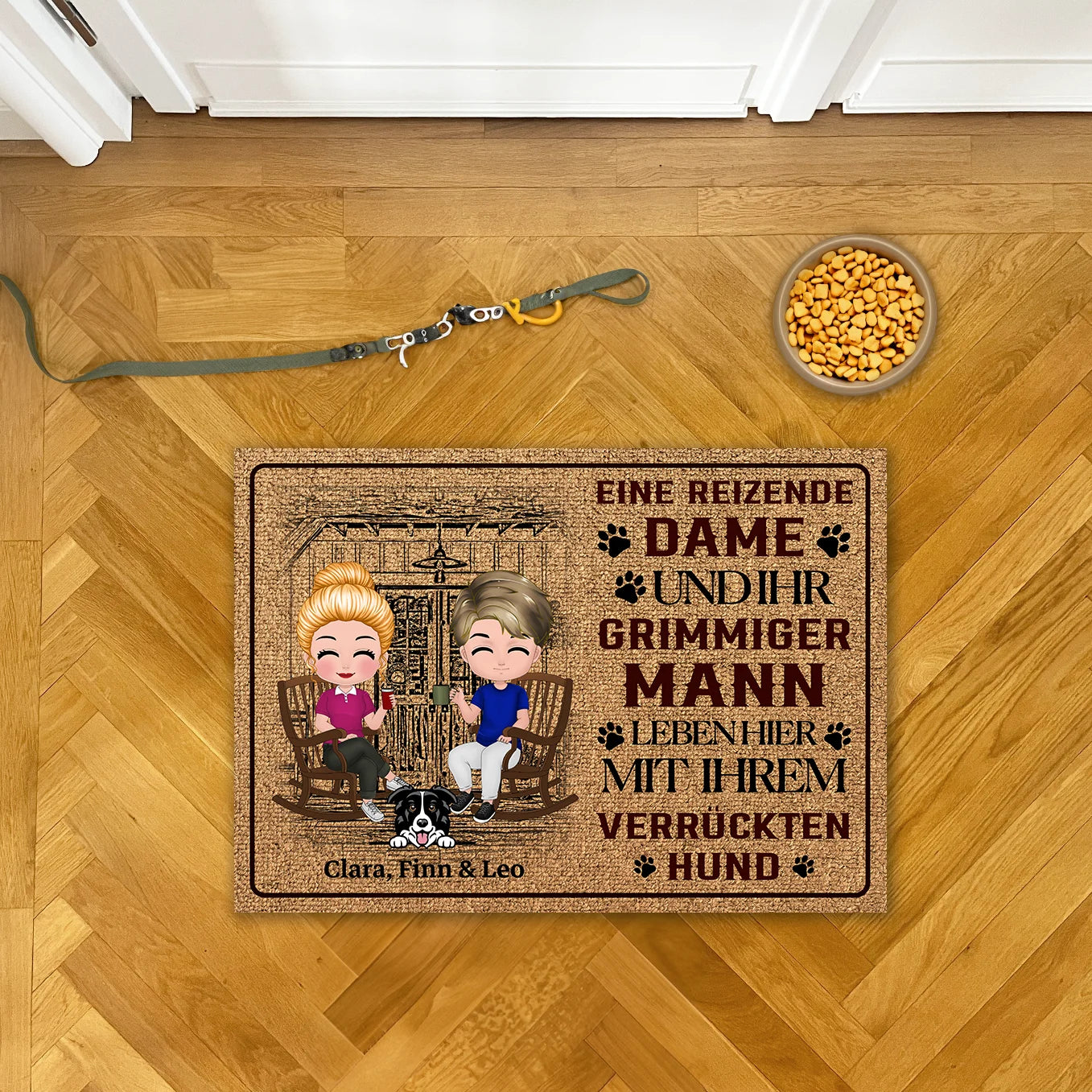 Doormat “Dame, Mann und Hund”