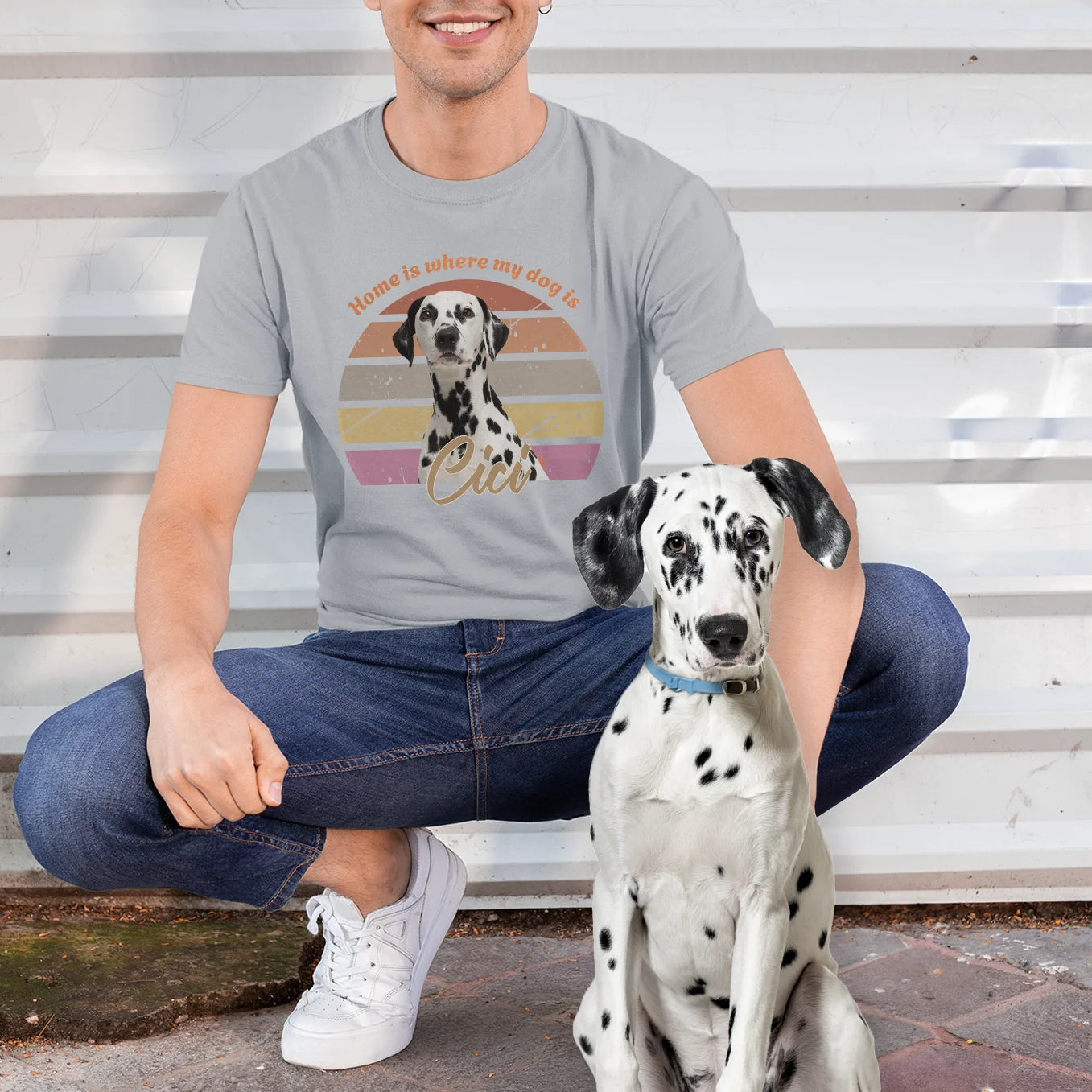 Personalisiertes Retro T-Shirt "Foto von deinem Hund"