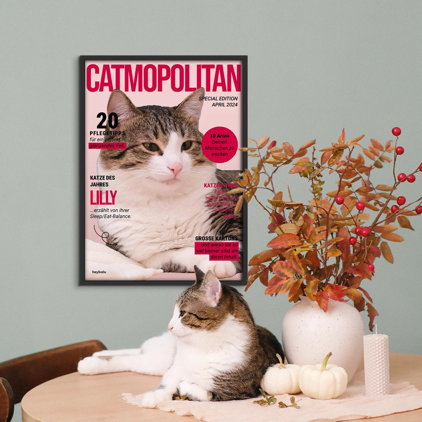 Personalisiertes Poster Katzenmagazin "Catmopolitan" - heybalu