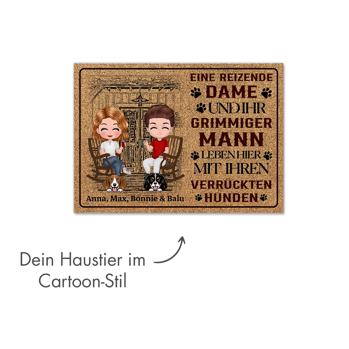 Doormat “Dame, Mann und Hund”