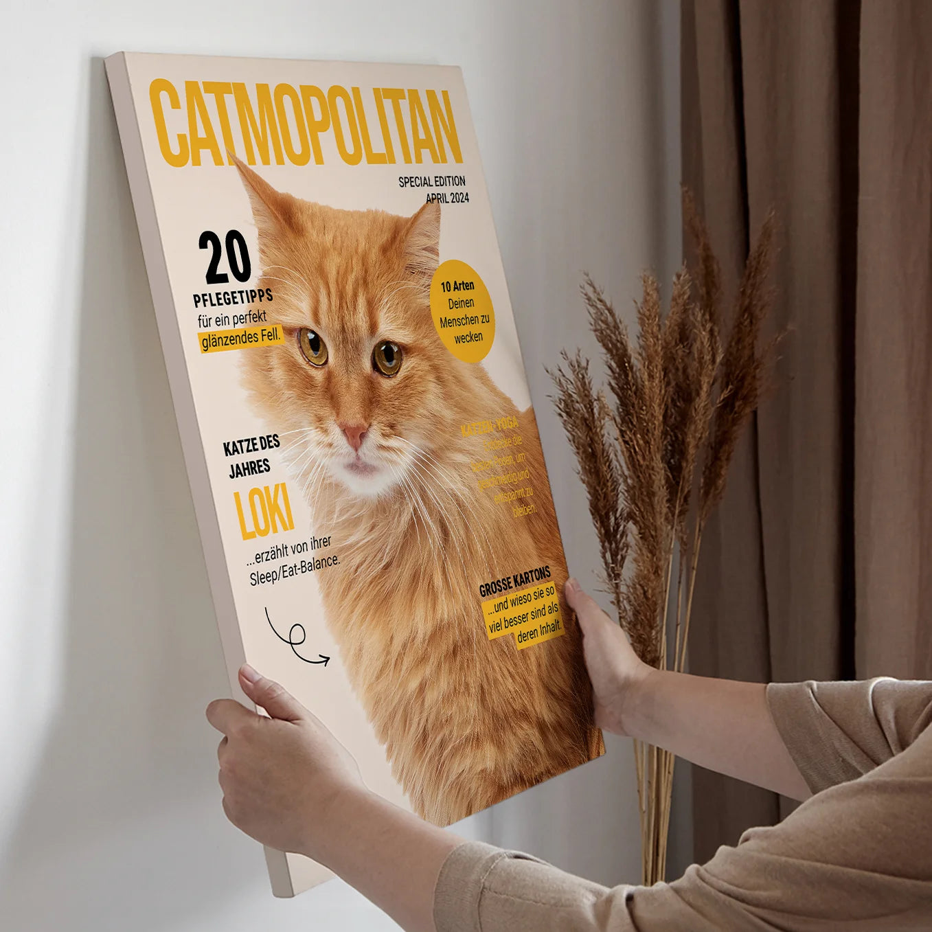 Personalisierte Leinwand Katzenmagazin "Catmopolitan" - heybalu