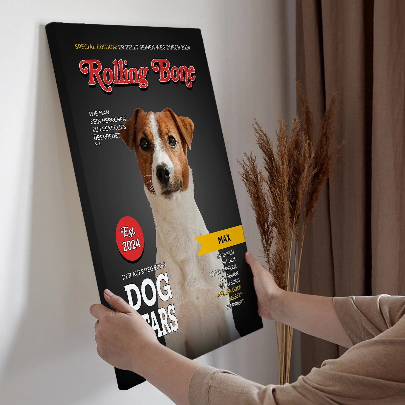 Personalisierte Leinwand Hundemagazin "Rolling Bone" heybalu