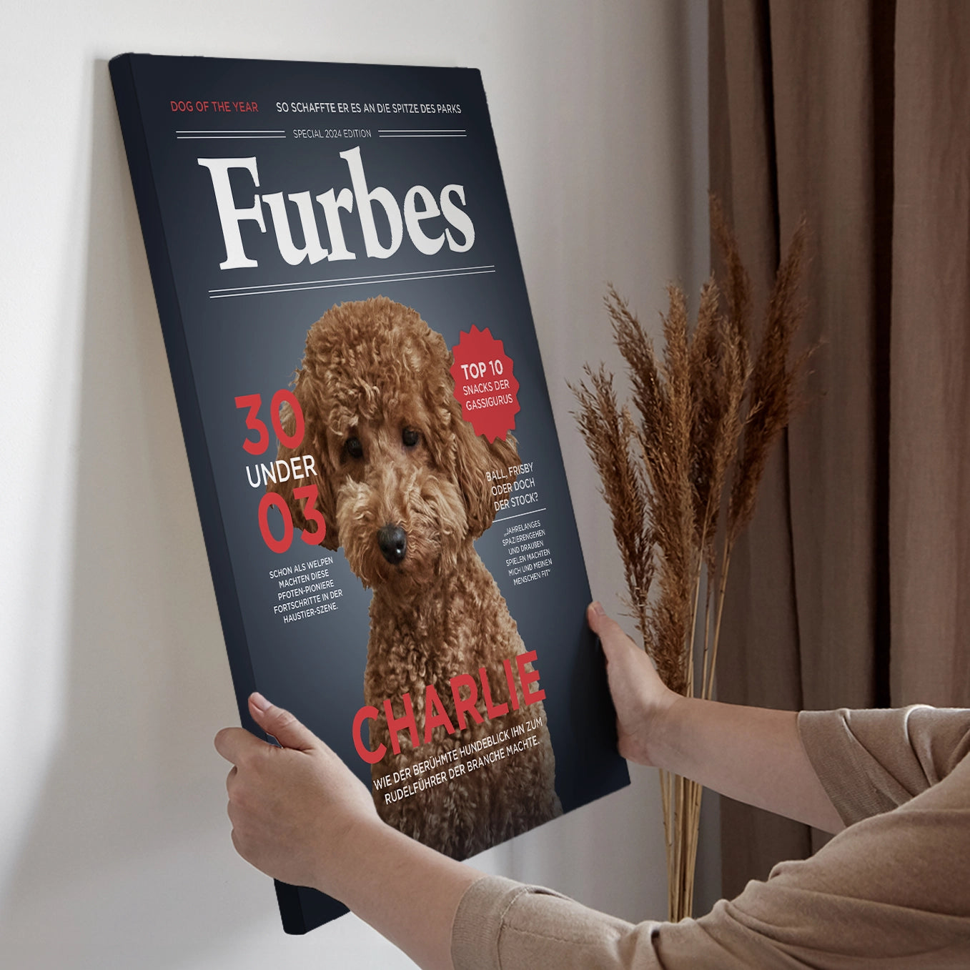 Personalisierte Leinwand Hundemagazin "Furbes" heybalu