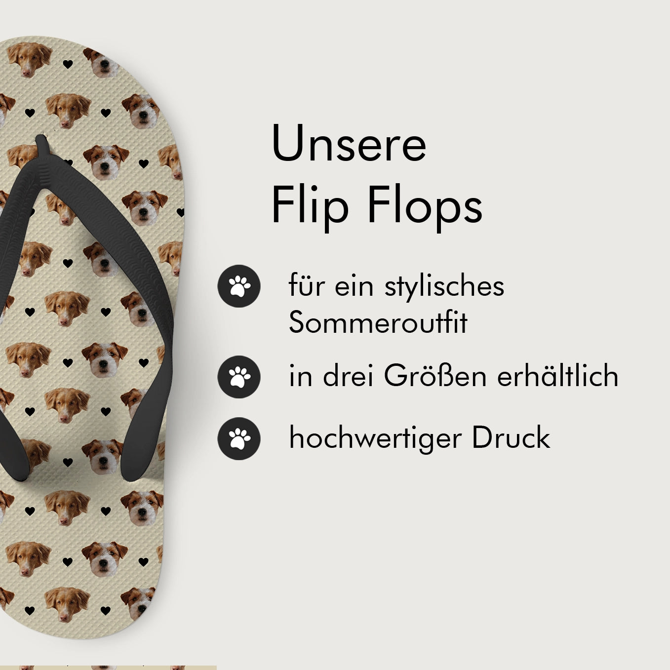 Personalisierte Flip Flops "Haustier Muster" Hey Balu