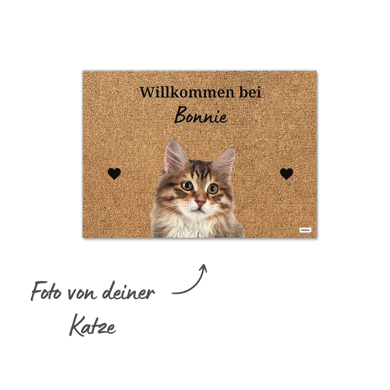 Personalisierte Fußmatte mit Foto deiner Katze Hey Balu