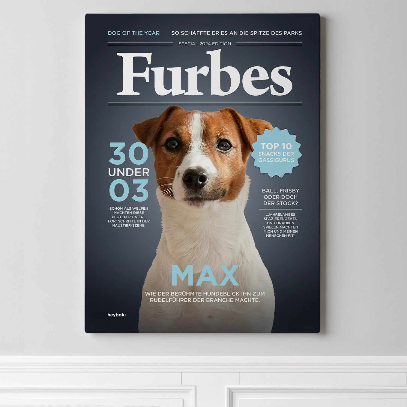 Personalisierte Leinwand Hundemagazin "Furbes" heybalu