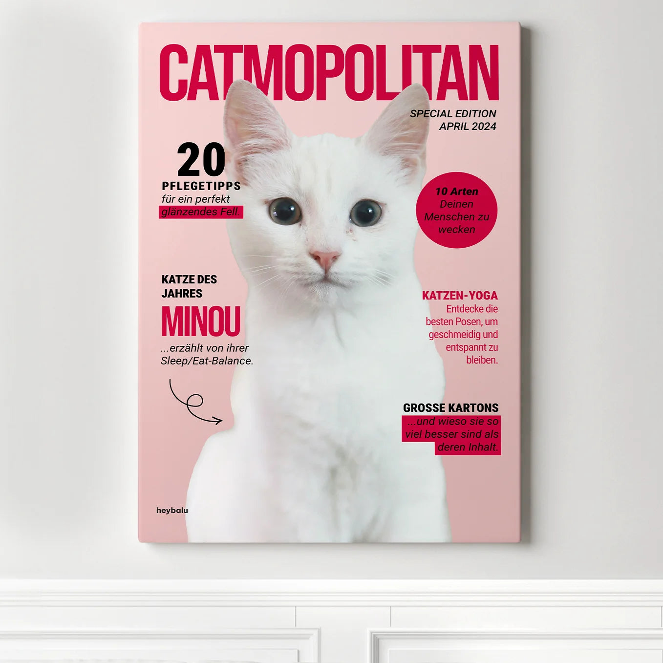 Personalisierte Leinwand Katzenmagazin "Catmopolitan" - heybalu