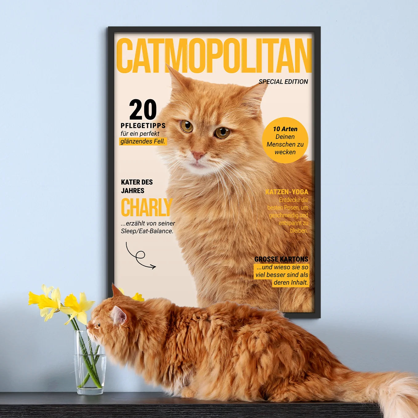 Personalisiertes Poster Katzenmagazin "Catmopolitan" - heybalu