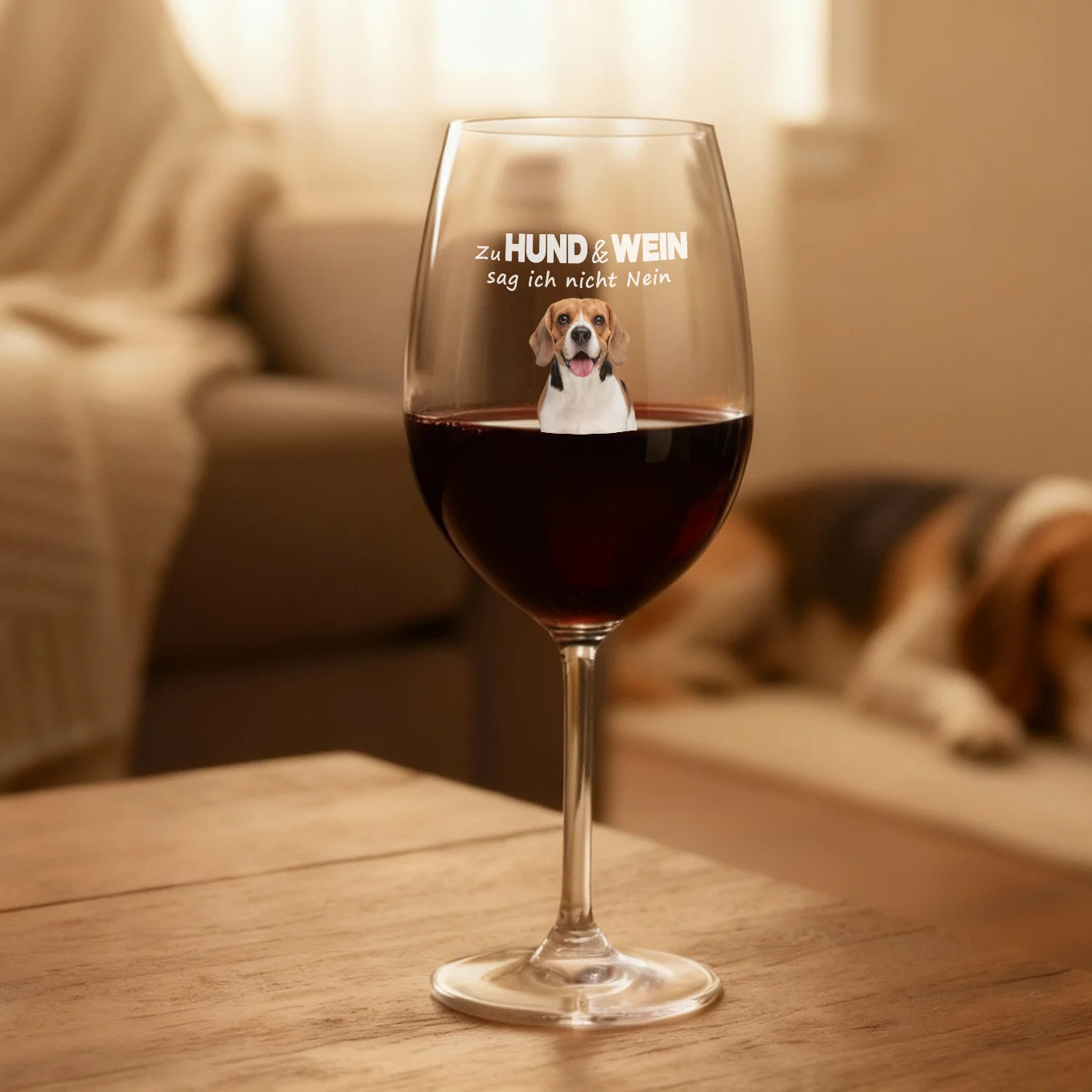 Personalisiertes Weinglas "Hund & Wein"